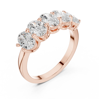 Three-quarter-view: Oval Diamond Ring with Prong Setting in 14k Rose Gold - Lab Grown - Driona Jewels