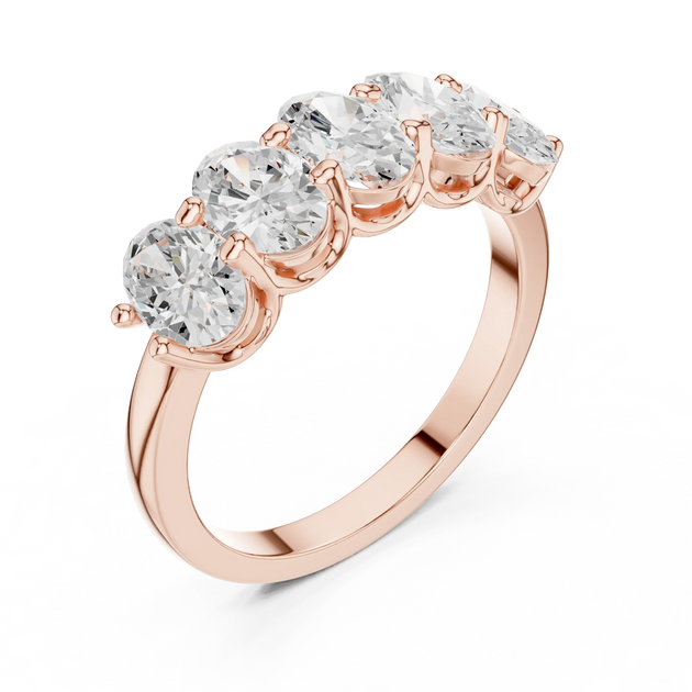 Three-quarter-view: Oval Diamond Ring with Prong Setting in 14k Rose Gold - Lab Grown - Driona Jewels