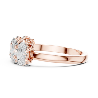 Side-profile: Oval Diamond Solitaire with Solitaire Setting in 14k Rose Gold - Lab Grown - Driona Jewels