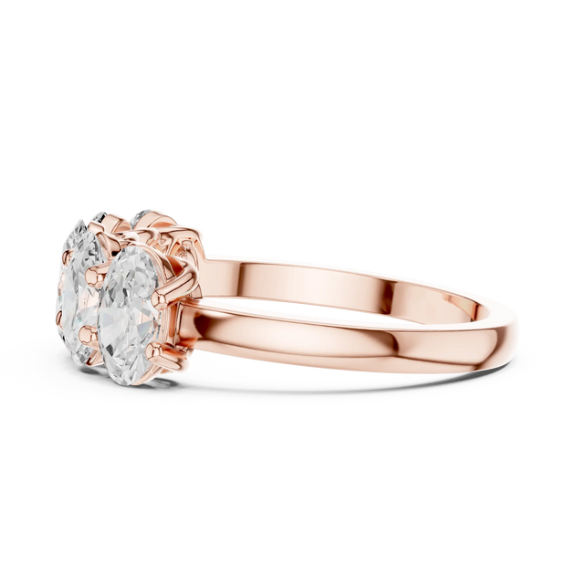 Side-profile: Oval Diamond Solitaire with Solitaire Setting in 14k Rose Gold - Lab Grown - Driona Jewels