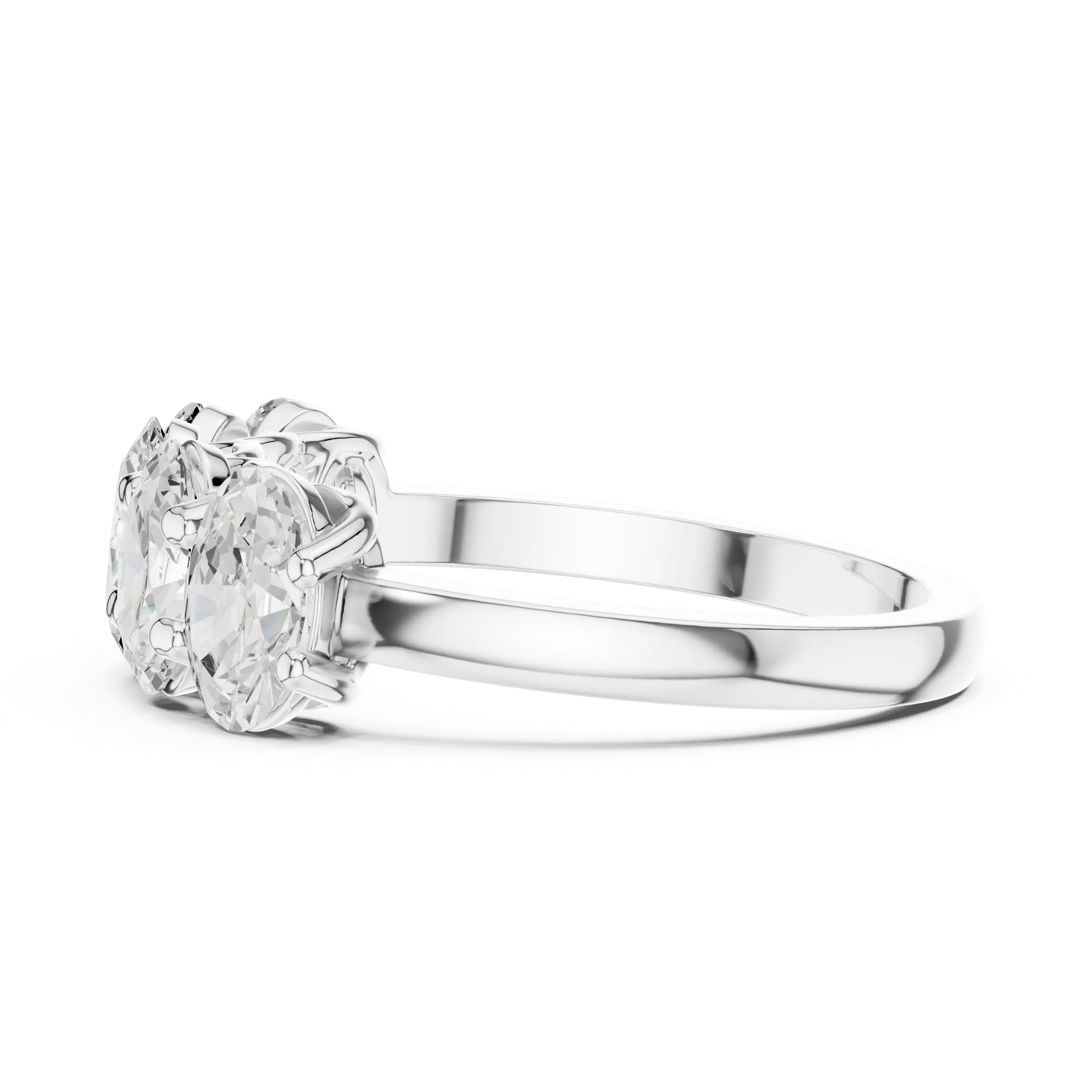 Side-profile: Oval Diamond Solitaire with Solitaire Setting in 14k White Gold - Lab Grown - Driona Jewels