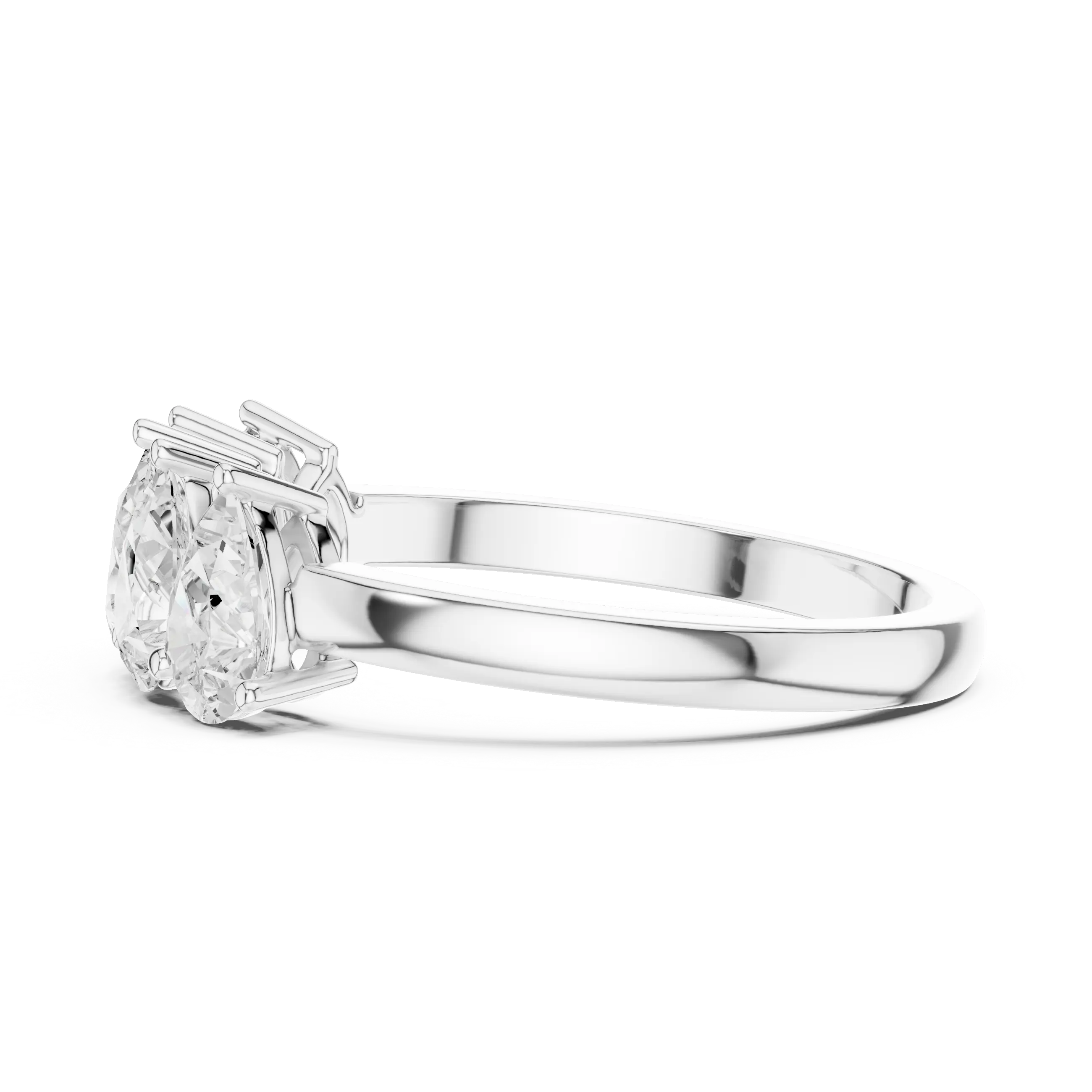 Side-profile: Oval Diamond Solitaire with Solitaire Setting in 14k White Gold - Lab Grown - Driona Jewels