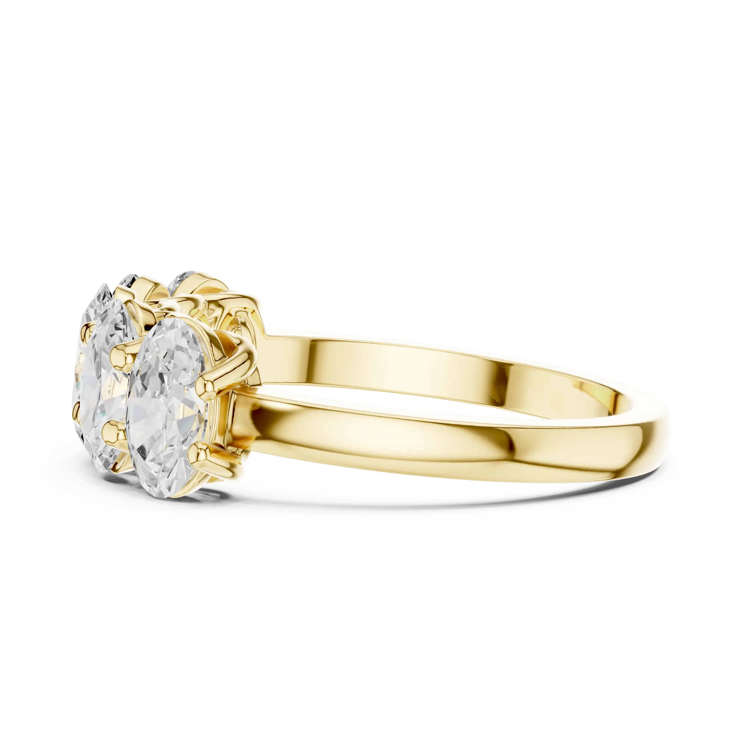 Side-profile: Oval Diamond Solitaire with Solitaire Setting in 14k Yellow Gold - Lab Grown - Driona Jewels
