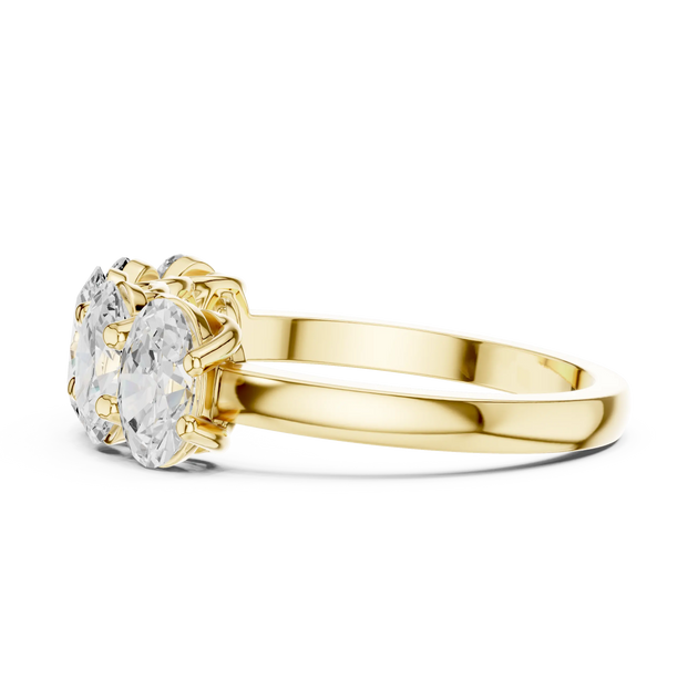 Side-profile: Oval Diamond Solitaire with Solitaire Setting in 14k Yellow Gold - Lab Grown - Driona Jewels