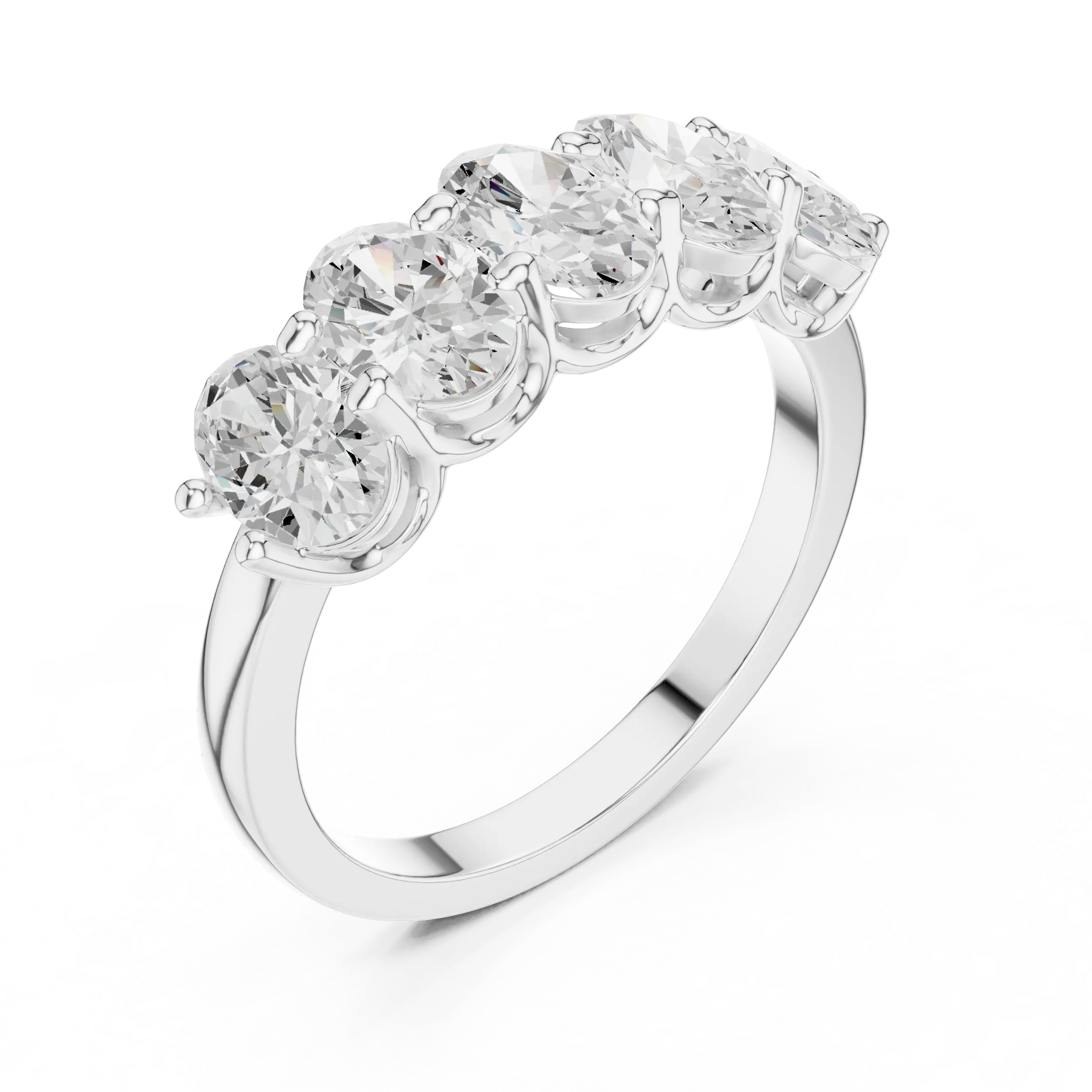 Three-quarter-view: Oval Diamond Ring with U-Prong Setting in 14k White Gold - Lab Grown - Driona Jewels