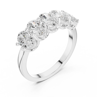 Three-quarter-view: Oval Diamond Ring with U-Prong Setting in 14k White Gold - Lab Grown - Driona Jewels