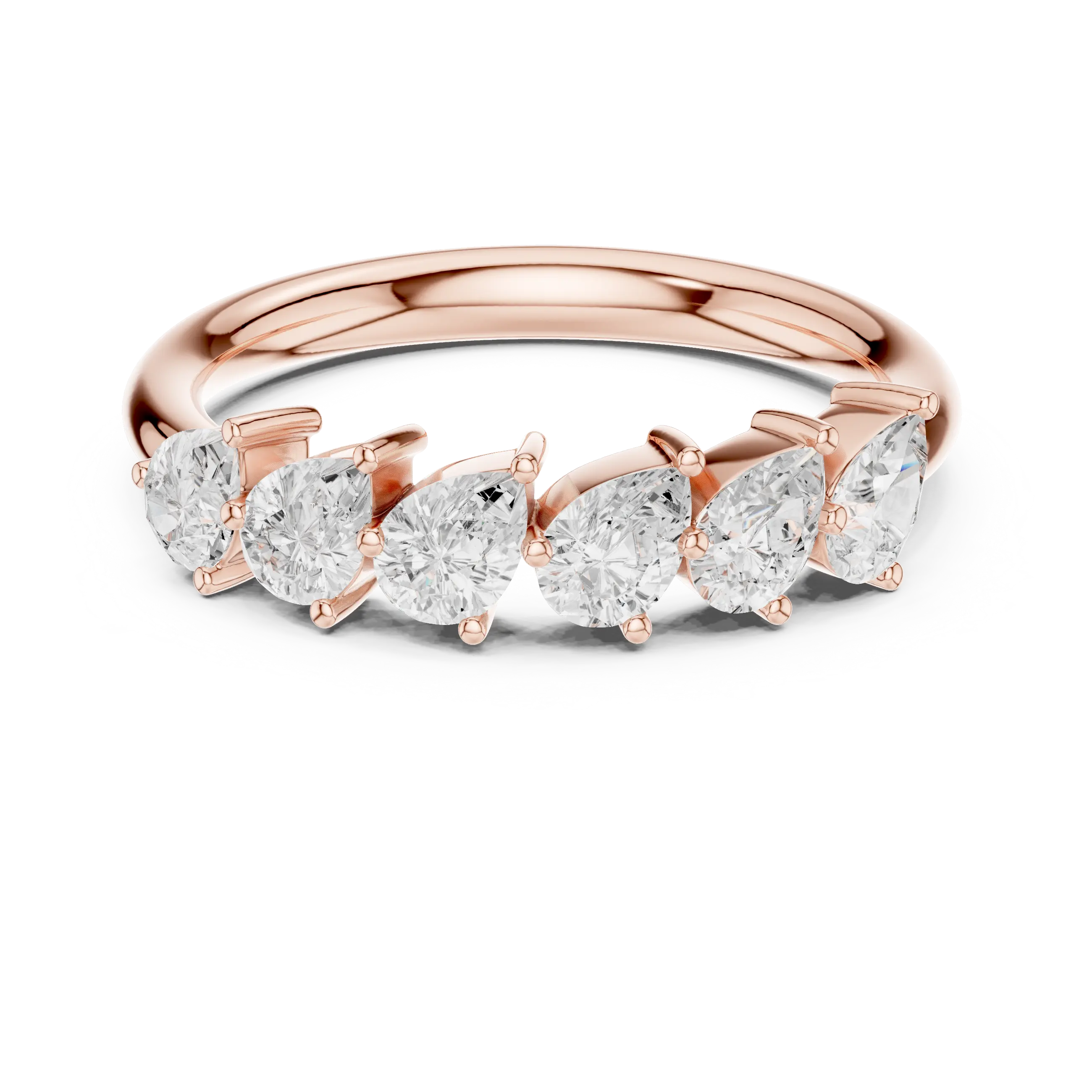 Front-view: Pear Cut Diamond Ring with Bezel Setting in 14k Rose Gold - Lab Grown - Driona Jewels