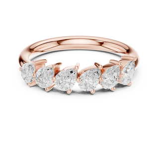 Front-view: Pear Cut Diamond Ring with Bezel Setting in 14k Rose Gold - Lab Grown - Driona Jewels