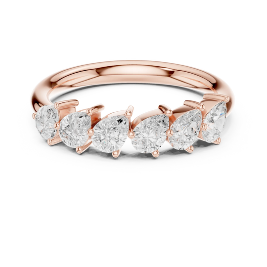 Front-view: Pear Cut Diamond Ring with Bezel Setting in 14k Rose Gold - Lab Grown - Driona Jewels