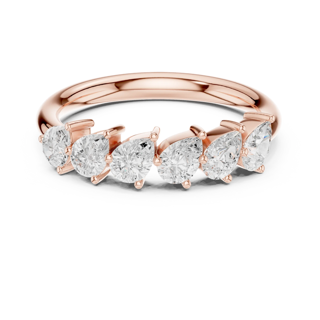Front-view: Pear Cut Diamond Ring with Bezel Setting in 14k Rose Gold - Lab Grown - Driona Jewels