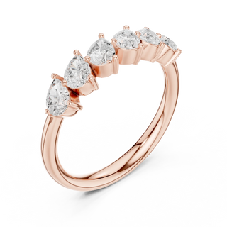 Three-Quarter View: Pear Cut Diamond Ring with Bezel Setting in 14k Rose Gold - Lab Grown - Driona Jewels