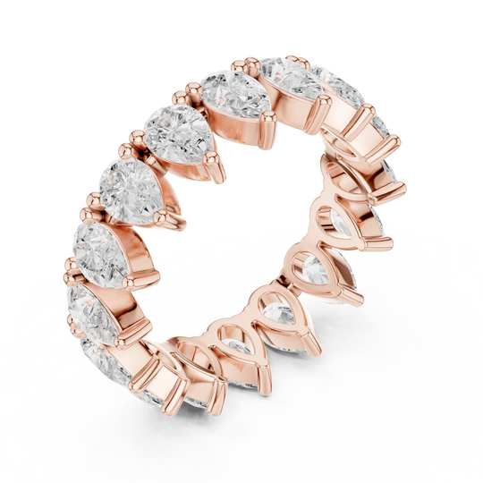 Three-quarter-view: Pear Cut Diamond Ring with Bezel Setting in 14k Rose Gold - Lab Grown - Driona Jewels