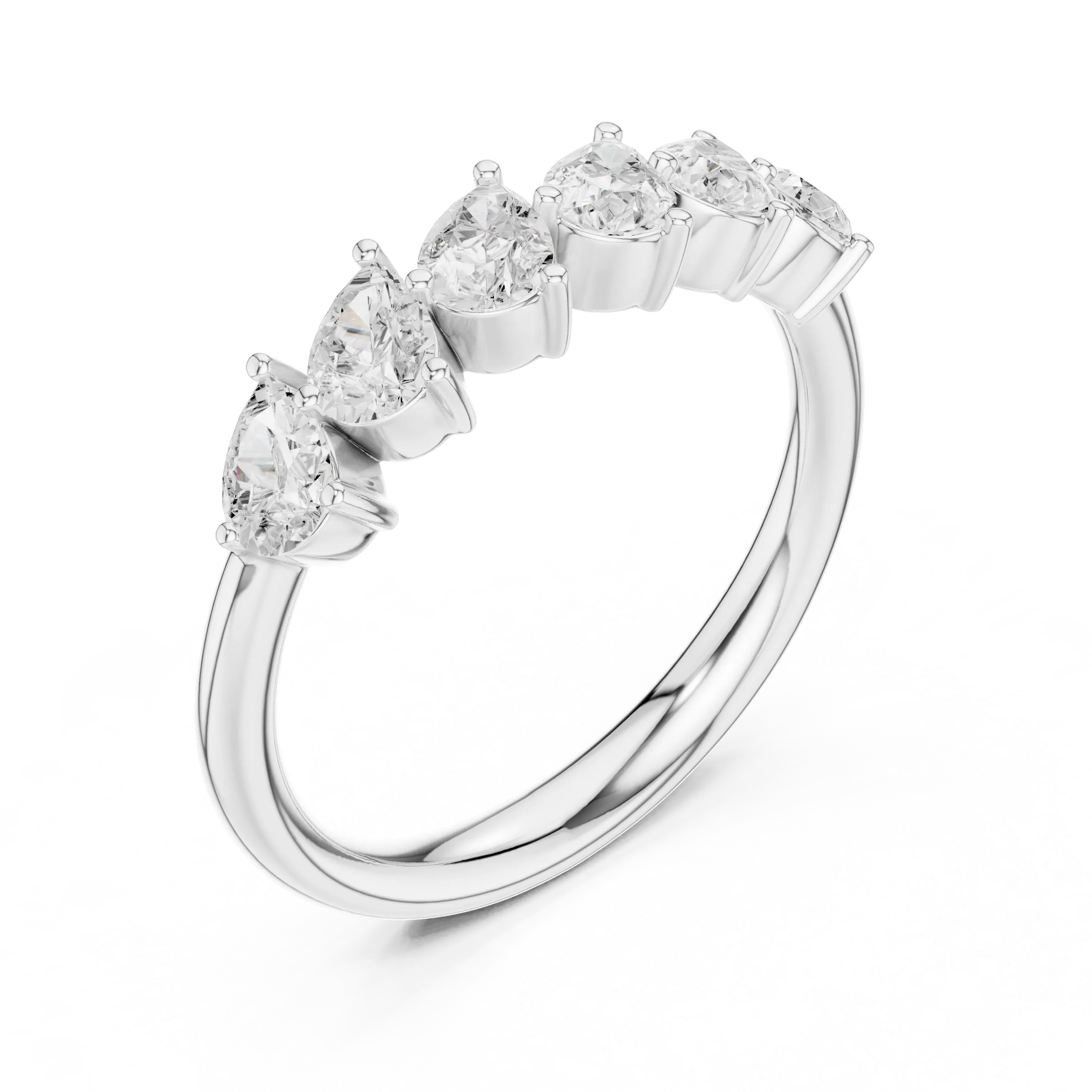Three-Quarter View: Pear Cut Diamond Ring with Bezel Setting in 14k White Gold - Lab Grown - Driona Jewels