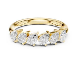 Front-view: Pear Cut Diamond Ring with Bezel Setting in 14k Yellow Gold - Lab Grown - Driona Jewels