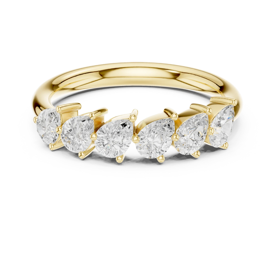Front-view: Pear Cut Diamond Ring with Bezel Setting in 14k Yellow Gold - Lab Grown - Driona Jewels