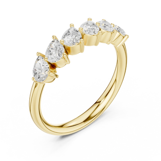 Three-quarter View: Pear Cut Diamond Ring with Bezel Setting in 14k Yellow Gold - Lab Grown - Driona Jewels