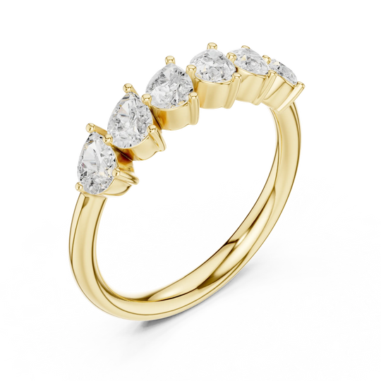 Three-quarter View: Pear Cut Diamond Ring with Bezel Setting in 14k Yellow Gold - Lab Grown - Driona Jewels
