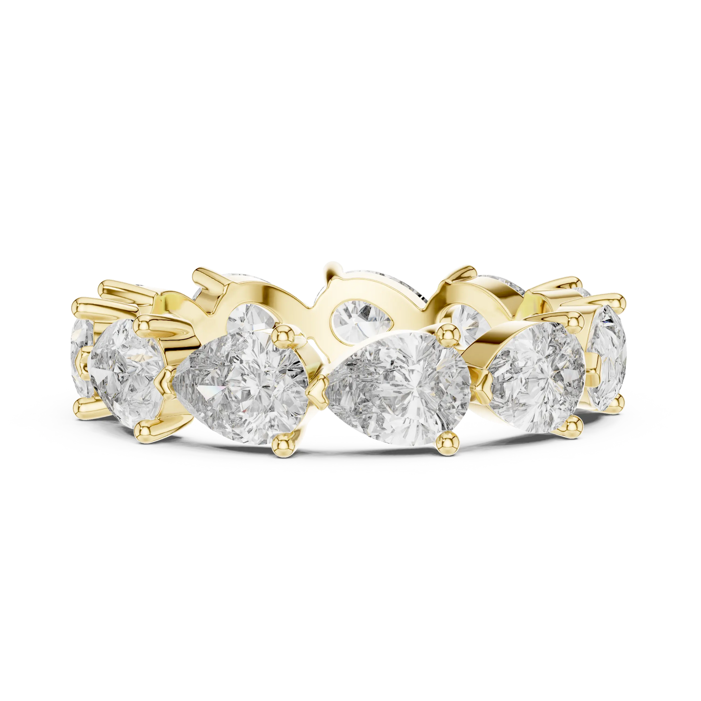 Front-view: Pear Diamond Eternity with Prong Setting in 14k Gold - Lab Grown - Driona Jewels