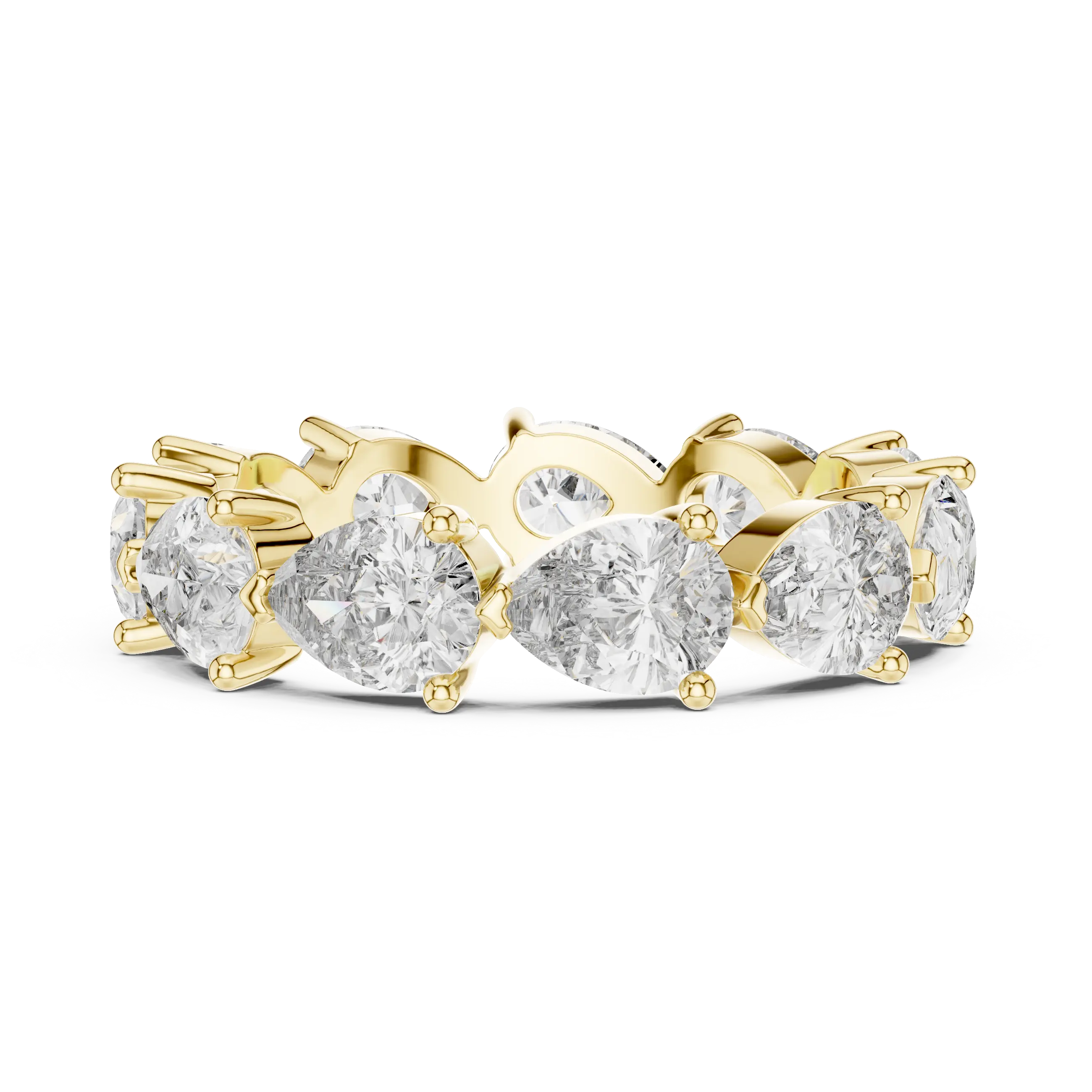 Front-view: Pear Diamond Eternity with Prong Setting in 14k Gold - Lab Grown - Driona Jewels