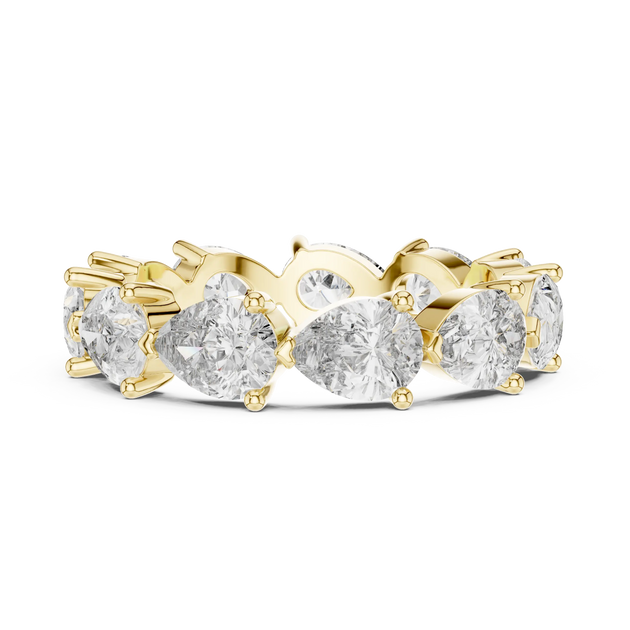 Front-view: Pear Diamond Eternity with Prong Setting in 14k Gold - Lab Grown - Driona Jewels