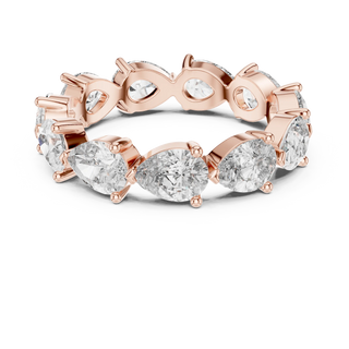 Three-quarter-view: Pear Diamond Eternity with Pave Setting in Rose Gold - Lab Grown - Driona Jewels