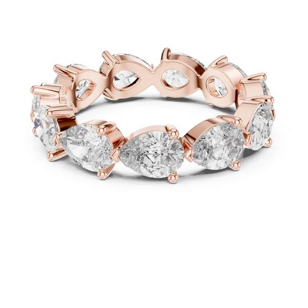 Three-quarter-view: Pear Diamond Eternity with Pave Setting in Rose Gold - Lab Grown - Driona Jewels