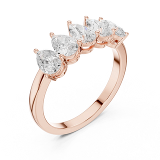 Three-quarter-view: Pear Diamond Eternity with Prong Setting in 14k Rose Gold - Lab Grown - Driona Jewels