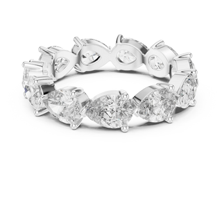 Three-quarter-view: Pear Diamond Eternity with Prong Setting in 14k White Gold - Lab Grown - Driona Jewels