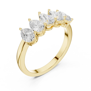 Three-quarter-view: Pear Diamond Eternity with Paved Setting in 14k Yellow Gold - Lab Grown - Driona Jewels