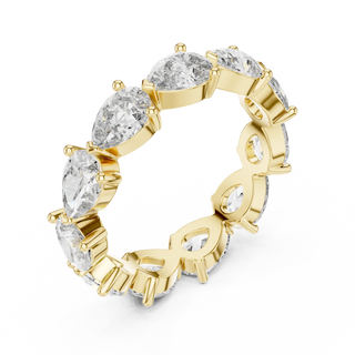 Three-quarter-view: Pear Diamond Eternity with Prong Setting in 14k Yellow Gold - Lab Grown - Driona Jewels