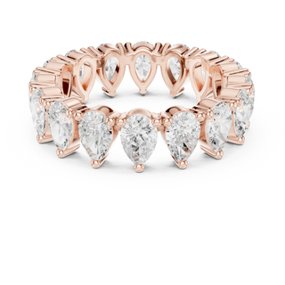 Front View: Pear Cut Diamond Ring with Pave Setting in 14k Rose Gold - Lab Grown - Driona Jewels