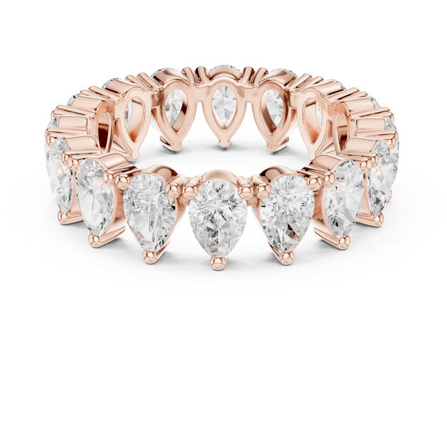 Front View: Pear Cut Diamond Ring with Pave Setting in 14k Rose Gold - Lab Grown - Driona Jewels