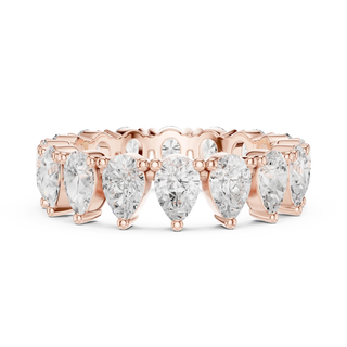 Front View: Pear Cut Diamond Ring with Pave Setting in 14k Rose Gold - Lab Grown - Driona Jewels