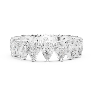 Front View: Pear Cut Diamond Ring with Pave Setting in 14k White Gold - Lab Grown - Driona Jewels