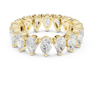 Front View: Pear Cut Diamond Ring with Pave Setting in 14k Yellow Gold - Lab Grown - Driona Jewels
