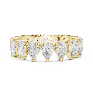 Front View: Pear Cut Diamond Ring with Pave Setting in 14k Yellow Gold - Lab Grown - Driona Jewels