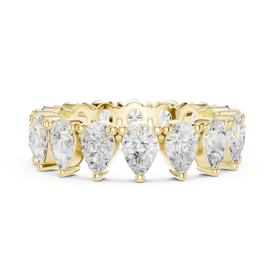 Front View: Pear Cut Diamond Ring with Pave Setting in 14k Yellow Gold - Lab Grown - Driona Jewels