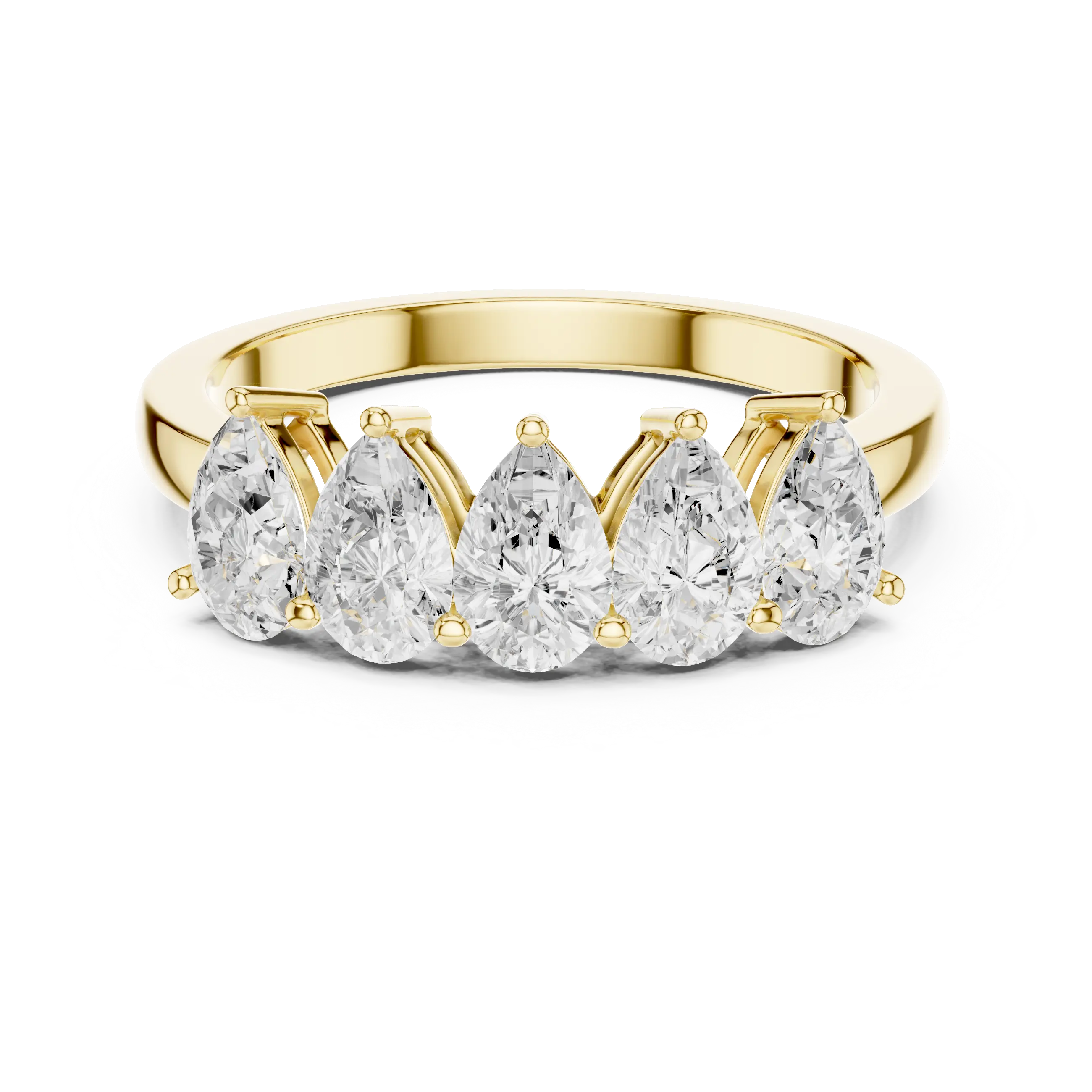 Front-view: Pear Diamond Ring with Prong Setting in 14k Gold - Lab Grown - Driona Jewels