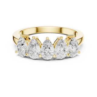 Front-view: Pear Diamond Ring with Prong Setting in 14k Gold - Lab Grown - Driona Jewels