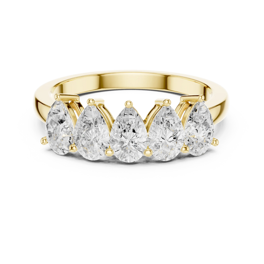 Front-view: Pear Diamond Ring with Prong Setting in 14k Gold - Lab Grown - Driona Jewels