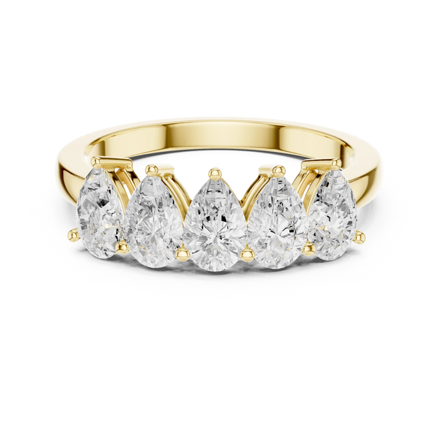 Front-view: Pear Diamond Ring with Prong Setting in 14k Gold - Lab Grown - Driona Jewels