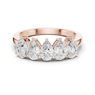 Front-view: Pear Diamond Ring with Prong Setting in 14k Rose Gold - Lab Grown - Driona Jewels