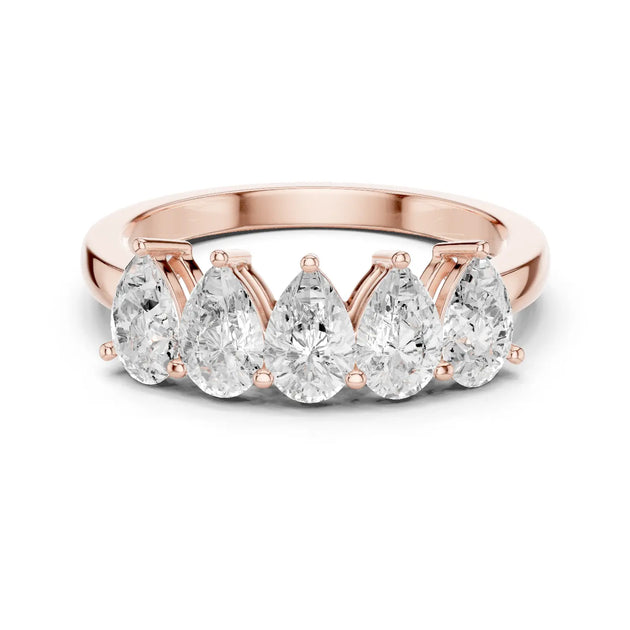Front-view: Pear Diamond Ring with Prong Setting in 14k Rose Gold - Lab Grown - Driona Jewels