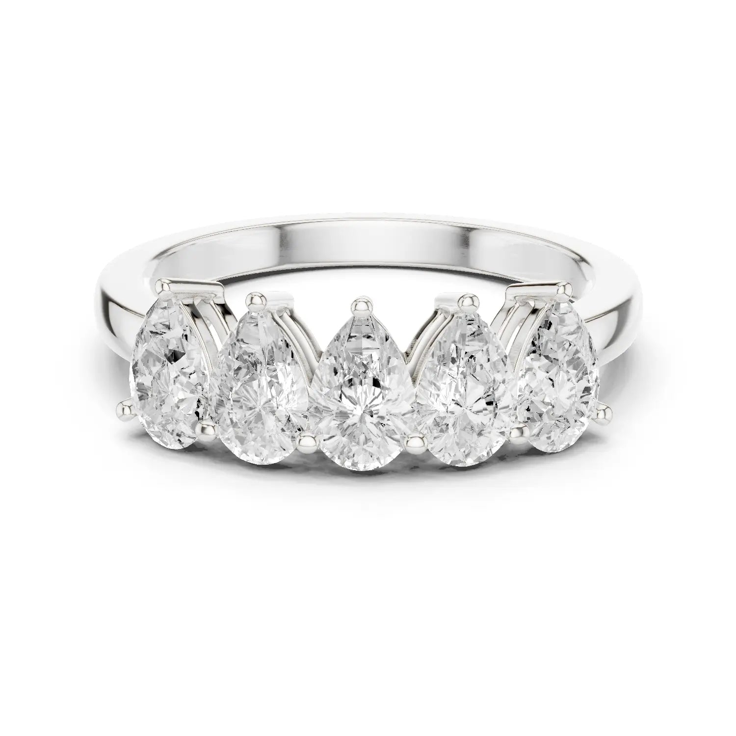 Front-view: Pear Diamond Ring with Prong Setting in 14k White Gold - Lab Grown - Driona Jewels