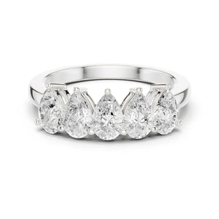 Front-view: Pear Diamond Ring with Prong Setting in 14k White Gold - Lab Grown - Driona Jewels