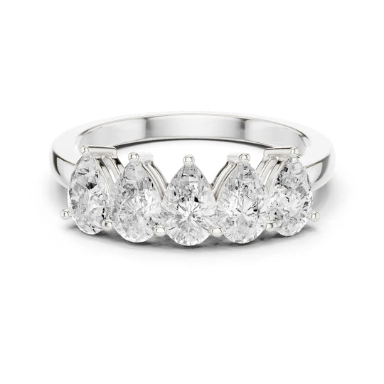 Front-view: Pear Diamond Ring with Prong Setting in 14k White Gold - Lab Grown - Driona Jewels