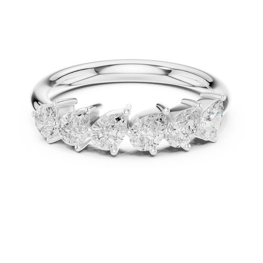 Front-view: Pear Cut Diamond Ring with Prong Setting in 14k White Gold - Lab Grown - Driona Jewels