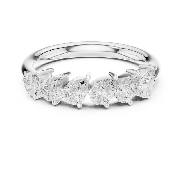 Front-view: Pear Cut Diamond Ring with Prong Setting in 14k White Gold - Lab Grown - Driona Jewels