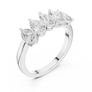 Three-quarter-view: Pear Diamond Ring with Prong Setting in 14k White Gold - Lab Grown - Driona Jewels