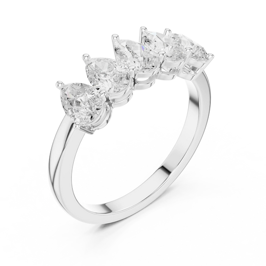 Three-quarter-view: Pear Diamond Ring with Prong Setting in 14k White Gold - Lab Grown - Driona Jewels